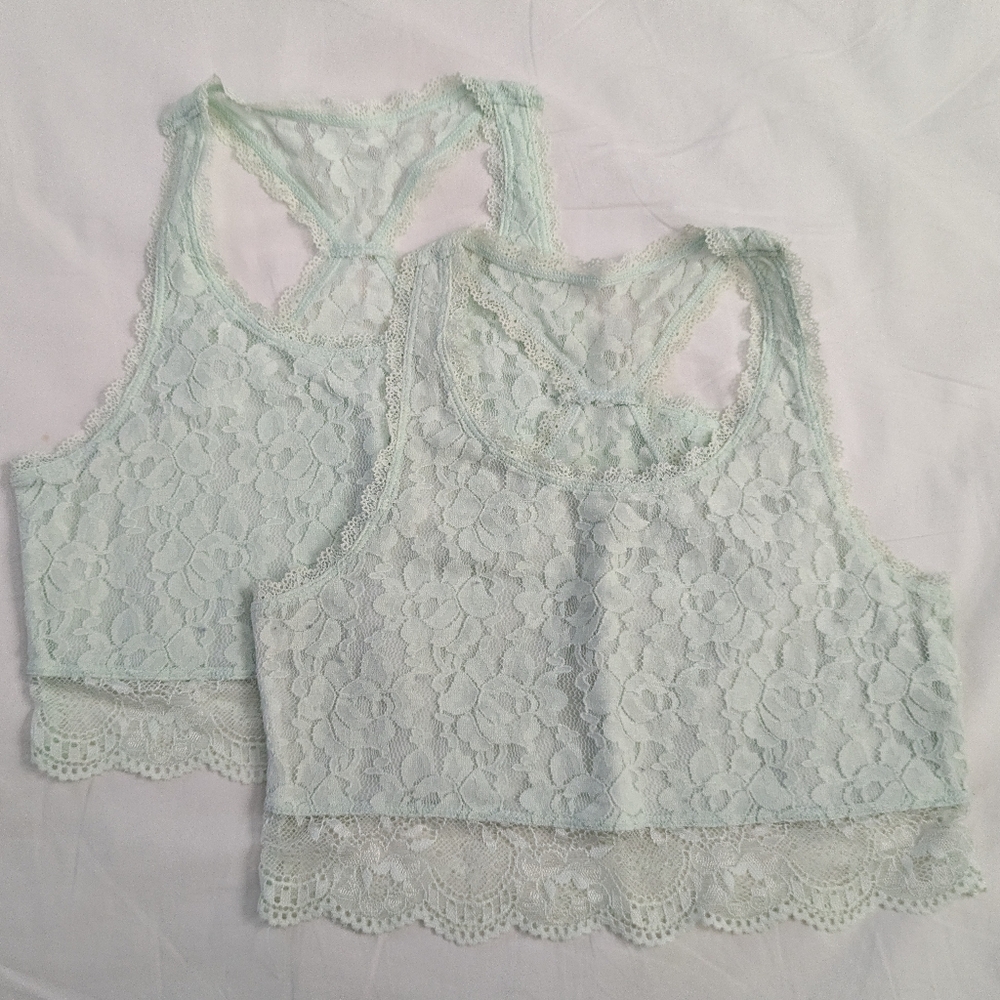 Abercrombie kids mint green girls 2 set lace racer back bra without padding